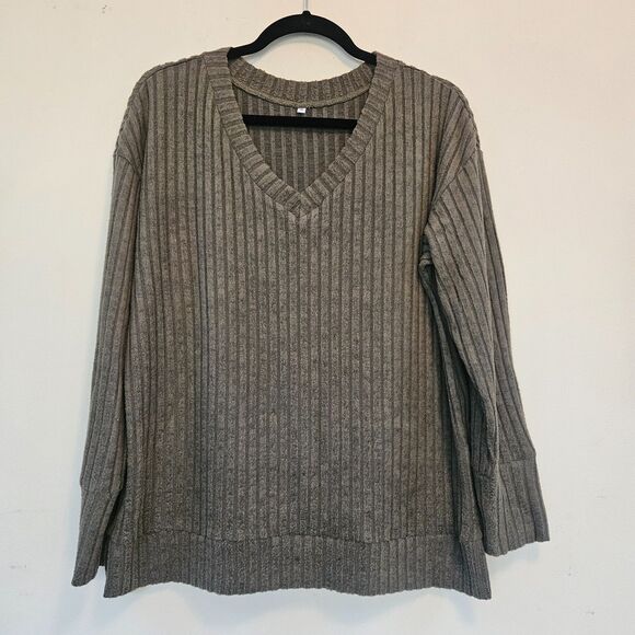 Unbranded Tops - Unbranded Women's Size M Top Tunic Olive Green Long Sleeve V-Neck Ribbed Capsule